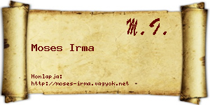 Moses Irma névjegykártya